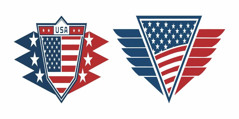 American flag winged emblems vector illustration Stock Illustration