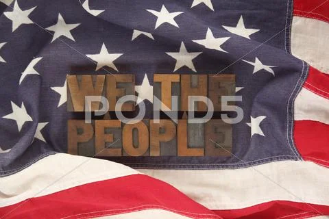 American flag with the words we the people.jpg Stock Photos