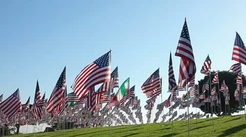 AMERICAN FLAGS 9/11 TRIBUTE 3 Stock Footage 12155609