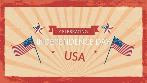 American flags on display for Independence Day the July 4th. Three dimensional r Stock Footage 109607372