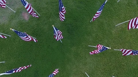 American Flags Drone Stockbeeldmateriaal 70791220
