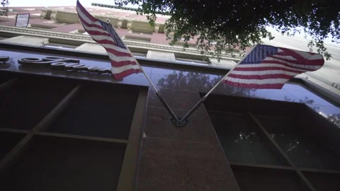 American Flags Flys In Downtown Los Angeles Stock Footage 150963596