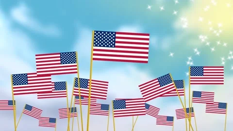 American flags Stock Footage 195943216