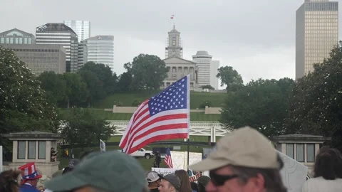 American flags at a No Kings protest on June 14, 2025, in Nashville Video stock 311826980