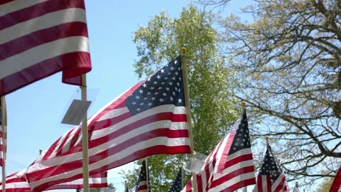 American Flags - Slow Motion 120fps - 4k Video stock 131270674