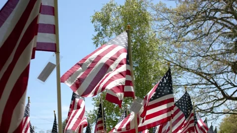 American Flags - Slow Motion 120fps - 4k Video stock 131270703
