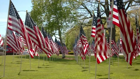 American Flags - Slow Motion 120fps - 4k Stock Footage 131270710