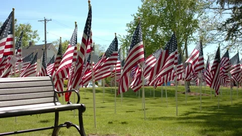 American Flags - Slow Motion 120fps - 4k Stock Footage 131270754