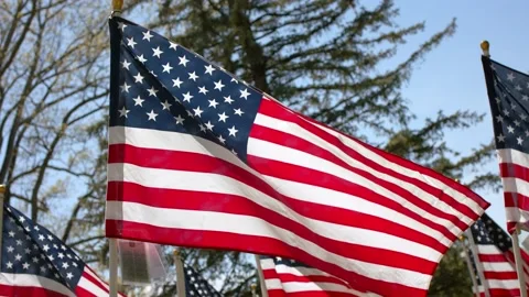 American Flags - Slow Motion 120fps - 4k Stock Footage 131270802