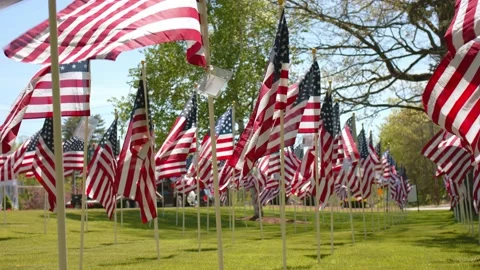 American Flags - Slow Motion 120fps - 4k Stock Footage 131270829