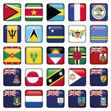 American Flags Soft Squared Buttons Stock Illustration