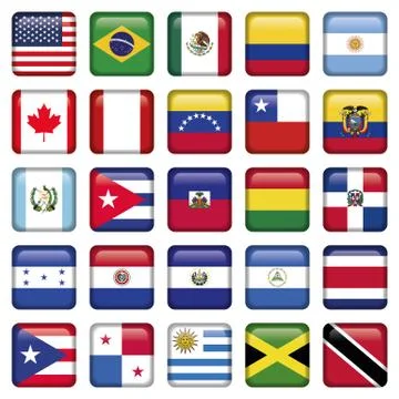 American Flags squared Icons Stock Illustration
