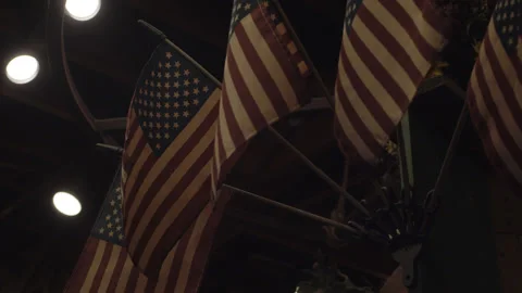 American Flags in Store Stockbeeldmateriaal 154279147