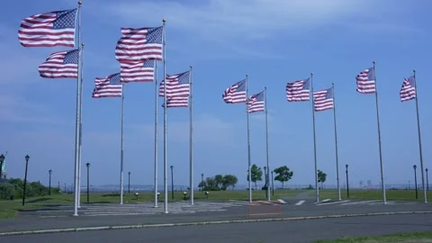 American flags at sunny day Stock Footage 295461245