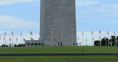 American flags surrounding Washington Monument Stock Footage 59742336
