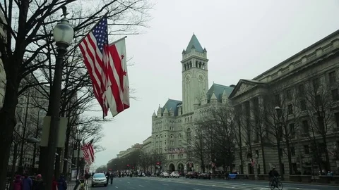 American flags wave, Washington DC Video stock 73779107