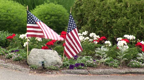 American flags waving Stock Footage 32624642