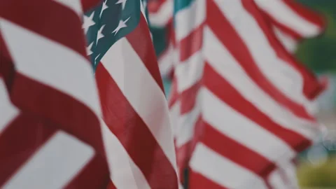 American Flags Waving Vídeo Stock 134828708