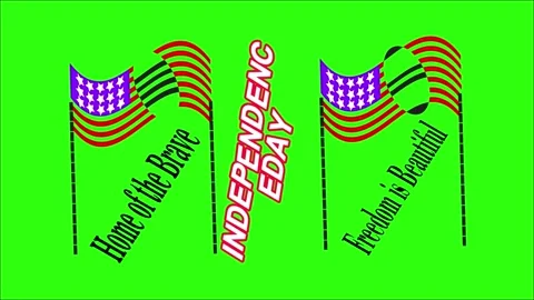 American Flags Waving Green Background for Fourth of July Independence Stock Footage 311343202