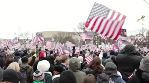 American flags waving at Inauguration Видео 20525550