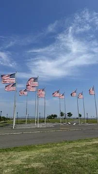 American flags waving with the wind Stock Photos
