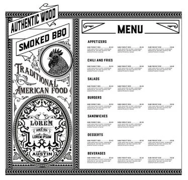 American food menu Stock Illustration