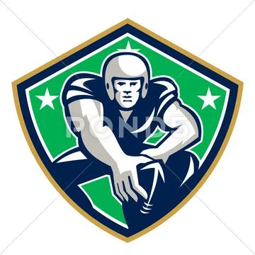 American football center snap front shield Stock Illustration