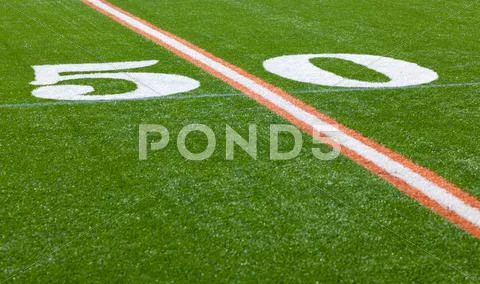 American football field - 50 yard line Stock Photos