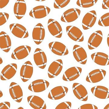 American football game pattern. Repeatable white background with playing balls Stock Illustration