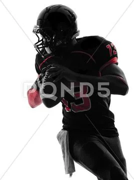 American football player quarterback portrait silhouette Stock Photos