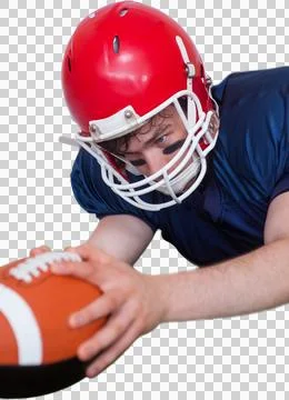 American football player scoring a touchdown Stock Photos