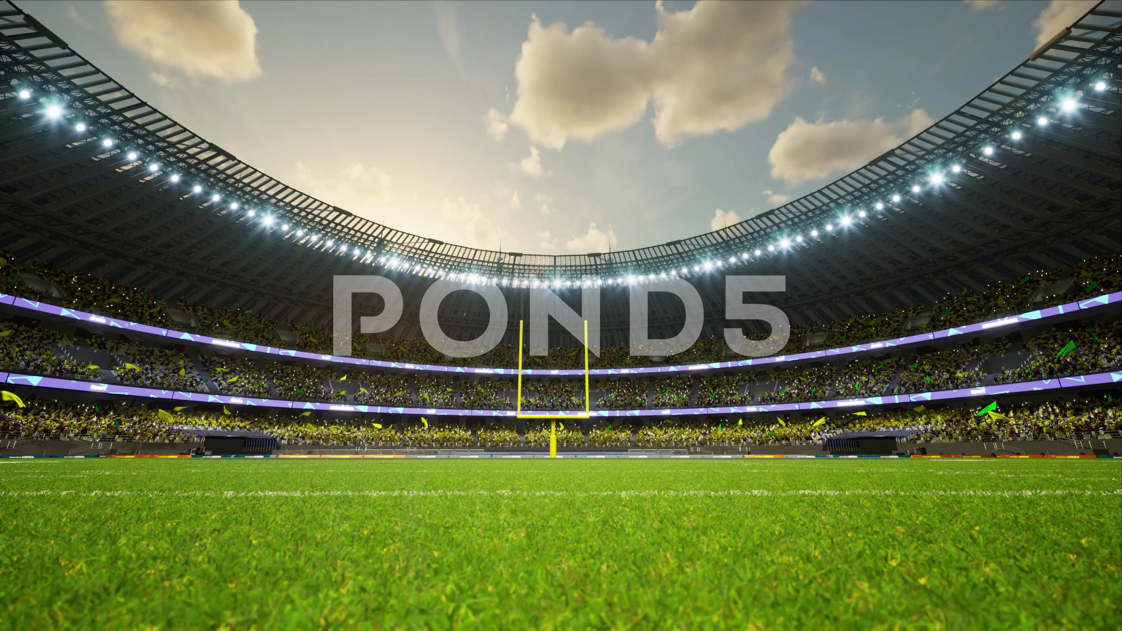 American football stadium with fans clou... | Stock Video | Pond5