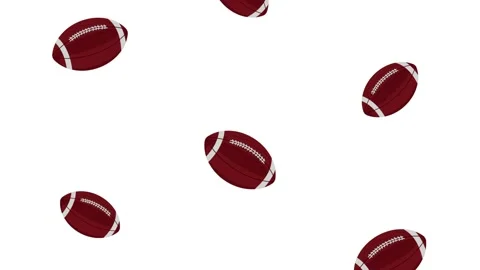 American footballs falling down pattern animation on white background. Video stock 338420563