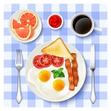 American Full Breakfast Top view Image Illustrazione stock