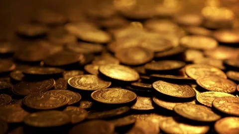 American gold coin treasure hoard of the rare USA dollar bullion currency Stock-Footage 334028053