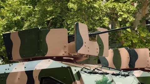 American gun on APC Stock Footage 336283291