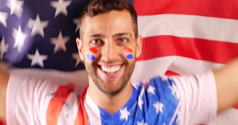 American Guy Cheering in Slow Motion Stock Footage 61214885