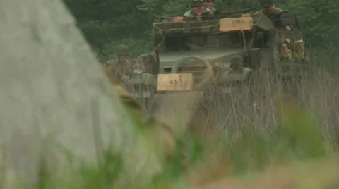 American half track in WW2 Stock Footage 42854044