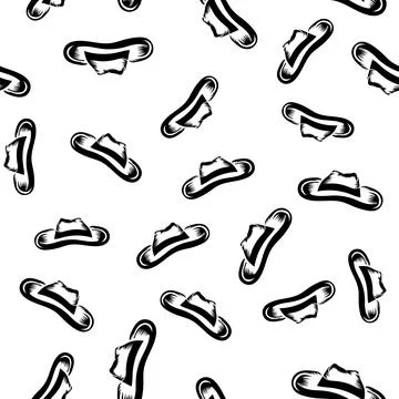American Hat Icon Isolated on White Background. Seamless Pattern Stock Illustration