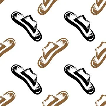 American Hat Icon Isolated on White Background. Seamless Pattern Stock Illustration