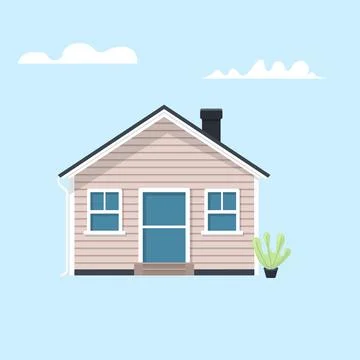 American house flat vector icon. Modern home with vinyl siding panel. Stock Illustration