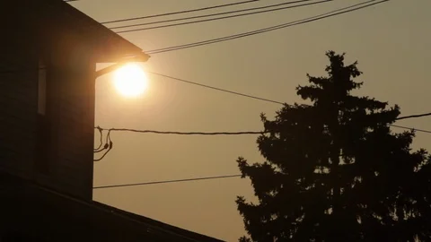 American House Sun Set Stock Footage 126298046
