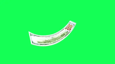 An American hundred dollar bill flips in the air on a green screen Stock Footage 337448137