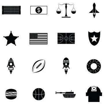 American icon set Stock Illustration