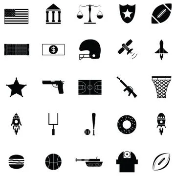 American icon set Stock Illustration