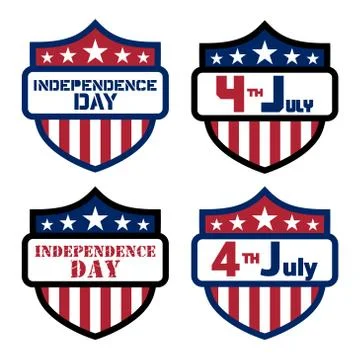 American Independence Day flag shield design set Stock Illustration