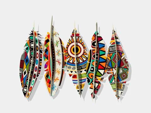 American Indian decorated feathers vector collection Stock Illustration