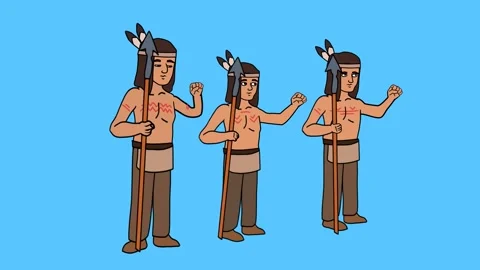 American Indians on blue background. Stock Footage 289619252
