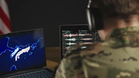 American intelligence officer coordinating Cuba operation in real time Stock Footage 334669119