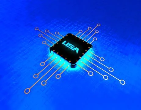 American intelligent electronic technology chip, data transmission Illustrazione stock